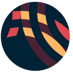 Dark brown circle with brown, orange and yellow lines